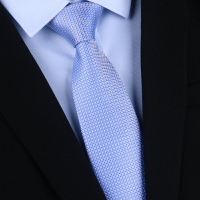 色織提花設計真絲領帶男士正裝商務桑蠶絲藍色高端結婚婚禮送男友