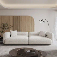 luxury Italian sofa Nordic vintage fabric lamb wool velvet design of villa living room sofa furniture set