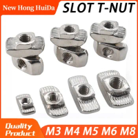 M3 M4 M5 M6 M8 Slot T-nut Hammer Head Nickel Plated Sliding Drop In Fasten Connector 20/30/40/45 CarbonSteel Profile Accessories