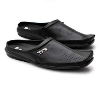 Sepatu Sandal Slop Hitam Kulit Sintetis Pria Bustong 41 Hitam
