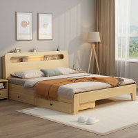 優樂悅~網紅款北歐實木板床1.8米小戶型1.5米民宿單雙人床出租公寓房輕奢