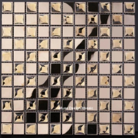 3D Convex Rose Gold Metal diamond mirror glass mosaic tiles for DIY Cabinet bathroom Shower Kitchen wall sticker making