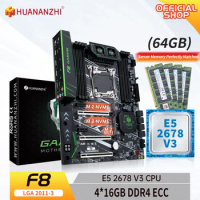HUANANZHI X99 F8 LGA 2011-3 XEON X99 Motherboard with Intel E5 2678 v3 with 4*16G DDR4 RECC memory combo kit set NVME SATA
