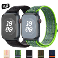Nylon Loop Sport Strap for Apple Watch Band 49mm Bracelet for Nike iWatch 9 8 7 6 5 SE Ultra 2 45mm 44mm 41mm 42mm 38 Watchband