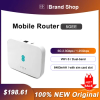 5GEE Pocket WiFi Router 2.33Gbps Dual Band 2.4/5GHz Mobile Broadband Wi-Fi 6 4G LTE 1.6Gbps MiFi Repeater With Sim Card Slot