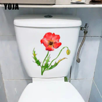 YOJA 20.4X22.5CM Cartoon Watercolor Flowers Home Room Wall Sticker WC Toilet Seat Decor T1-1178