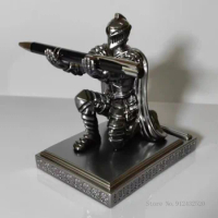 Executive Knight with Helmet, Bronze Statue, Home, Study, Office Decoration, Wearing Armor, Hero, Pen Holder, Ornaments, 1Pc