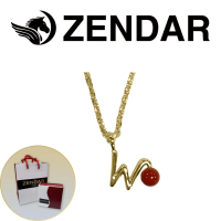 【ZENDAR】頂級天然沙丁紅珊瑚圓珠3-3.5mm字母金色項鍊 227265 字母W