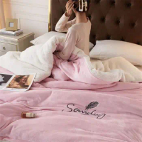 Winter Thicken Comforters Cover Warm Coral Velvet Blanket for Bed Sofa Super Soft Single Double Quilt Duvet Cover Home Textile