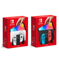 【非首批依序發貨】任天堂新主機 Nintendo Switch (OLED款式) 台灣公司貨+ 保護貼+遊戲片1片+充電支架