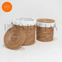 Keranjang Laundry Rotan / Keranjang Baju Kotor Dengan Tutup