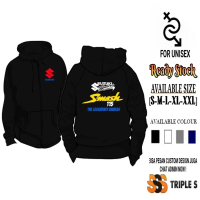 Populer HOODIE ZIPPER SUZUKI SMASH 115 THE LEGENDARY AWAKES JAKET RESLETING SUZUKI RACING Murah