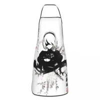 NieR Automata 2B Game Waifu Japan Ink Kitchen Cuisine Apron Anti-greasy Pinafores for Men Women Chef Cooking Home Cleaning