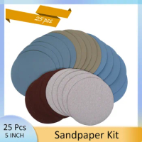 5Inch Wood Metal Polishing Sandpaper 25pcs Hook Loop Sanding Discs 1000-5000# Sandpaper For Wet/Dry Sanding Grinder Polishing