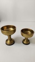 酥油燈 回流銅器昭和時期袖珍小型銅油燈燭臺蠟臺供杯，厚實全品