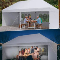 Pop Up Commercial Tent with 4 Removable Sidewalls, Awning Canopy Gazebo, Full Folding Awnings, 10x20 ', Free Shipping