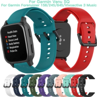 20MM Watchband For Garmin Venu SQ Silicone Bracelet Wristband For Garmin Forerunner 158/245/645/Vivoactive 3 Music Smart Strap