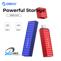 ORICO 128GB USB 3.2 Pen Drive 260MB/S Aluminum USB Flash Drive 256GB 64GB 32GB Container Pendrive for Type-C Android Micro/PC