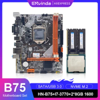 ENvinda B75 Motherboard Set With Intel Core I7 3770 PC 2 X 8GB = 16GB 1600 MHz DDR3 Desktop Memory Heat Sink USB3.0 SATA3