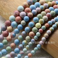 天然阿拉善精品彩虹石散珠紅石圓珠手鏈編織串珠配飾材料6