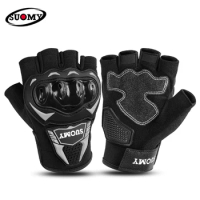 SUOMY Newest Half Finger Motorcycle Gloves Summer Bicycle Cycling Gloves Hard Shell Protective Dirt Bike Riding Glove Fingerless