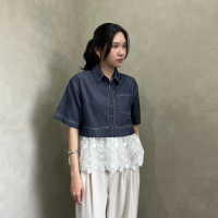 [Seminggu.rtw] Junya Peplum Denim Embroidery Top