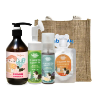 【草本24】吉嘉 沐浴養護3件組 - 舒緩肌膚洗毛精+抗菌慕斯+肉球護理霜(贈：訂製手提棉布袋)