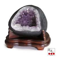 【開運方程式】烏拉圭方解石共生錢袋子聚寶盆紫水晶洞AGU388(4.12公斤紫晶洞)