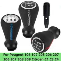 Leather Gear Shift Knob Hand Speed Pen for Peugeot 106 107 205 206 207 306 307 308 309 405 406 407 508 605 607 Citroen C1 C3 C4