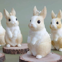 3d站立兔子蠟燭矽膠模具 可愛兔子動物模具 diy香薰石膏蠟燭裝飾模具 手工皂模具 g175