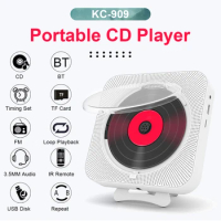 KC-909 Portable CD Player Speaker Stereo CD Players LED Screen Wall Mountable CD Music Player with IR Remote Control FM Radio