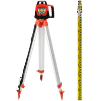 Laser Level Rotary Automatic Rotating Laser Level with Receiver Remote Control + Tripod + Staff Kit