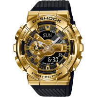 【CASIO 卡西歐】G-SHOCK 重金屬工業風雙顯錶-黑金 女王節(GM-110G-1A9)