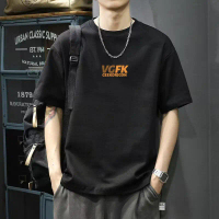 (COD) American-style short-sleeved summer men's new trendy loose-fit printed crew-neck t-shirt boxy 