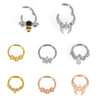 1Pc No Allergenic  8/10mm Body Jewelry 16GSteel Nose Septum Piercings Piercing High Quality CZ Zircon Nose Rings Earrings