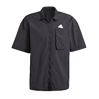 Adidas M CE Q2 Shirt IR5188 男 短袖 襯衫 運動 休閒 寬鬆 防潑水 拉鍊 黑