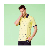 【Jack Nicklaus 金熊】GOLF男款印花設計吸濕排汗POLO衫/高爾夫球衫(黃色)