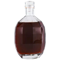 clear whiskey decanter with Glass stopper Round shaped lead-free Alcohol Bottle for Liquor Scotch Bourbon