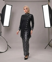 Set kebaya ZAHRA Tunik baju brokat pesta modern atasan baju brukat kondangan modis cantik hitam