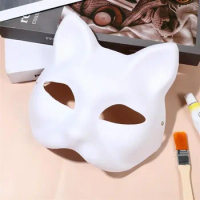 Demi-masque japonais peint à la main, accessoire de cosplay, chat et renard, Monténégro de démons anime, festival d'Halloween