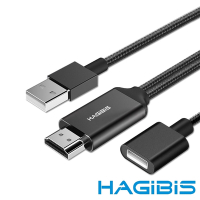 HAGiBiS 手機平板專用USB轉FHD/1080P高畫質影音分享傳輸線 黑