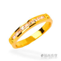 【福西珠寶】黃金戒指 結戀 方晶鑽線戒 可疊戴(金重：1.02錢+-0.03錢)