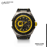 【NSQUARE】SNAKE KING蛇皇系列 黑黃時尚帥氣吸睛蛇紋自動機械腕錶(G0471-N10.3)