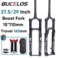 BUCKLOS Downhill MTB Boost Fork 27.5/29Inch 15*110mm Mountain Bike Fork Travel 160mm Bicycle Air Suspension Fork Cycling Parts