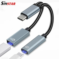 OTG 2 in1 USB C Splitter Data and Charge Cable for Google TV For Chromecast For Samsung Type C Male to USB C OTG Phone Adapters
