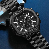 Evans Jayden Jam Tangan Pria EJ 9464 Rantai Stainless Steel Chronograph Kaca Sapphire Water Resistan