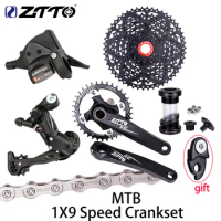 ZTTO MTB Bike 9S Cassette Groupset 1X9 Speed Shift Derailleur Mountain Bicycle Crankset K7 Kit Crank Set
