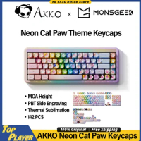 AKKO Neon Cat Paw Theme Keycaps MOA Height 142 PCS Side Engraving Customized Thermal Sublimation Pro