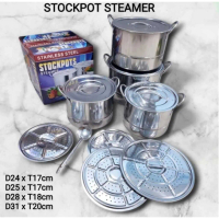 Stockpot Steamer Panci Set Stainless Steel 4 Set + Sendok Sop / Panci