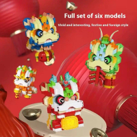 Create Tiny Particle Lion Dance Toys Block Building Toy Diy Ion Dance Small Toys Hand Craft Educatio
